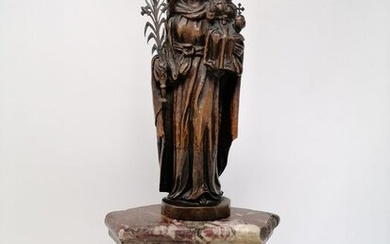 Sculpture, Virgin and child - Marble, Silver, Wood - 17th or 18th century