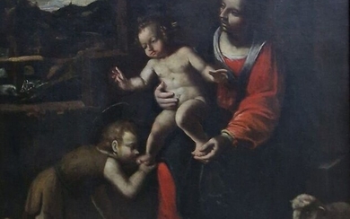 Scuola Bolognese, XVI-XVII - Madonna con bambino e San Giovannino