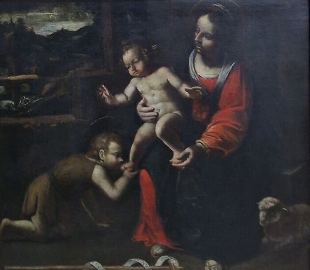 Scuola Bolognese, XVI-XVII - Madonna con bambino e San Giovannino