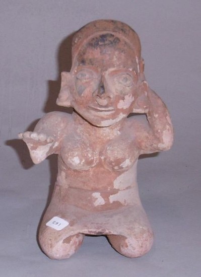 Seated woman, Mexico, pre-Columbian period, polychrome terracotta, h....