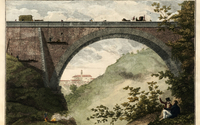 Sebastiano Luison (o Lovison) (Udine, - Bassano del Grappa, 1845), Veduta del ponte di Crespano eretto nella strada nuova di Possagno. In Bassano presso l'incisore, 1828.