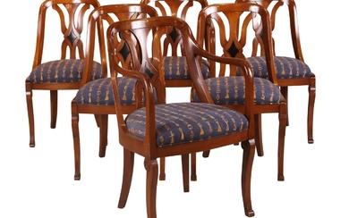 Set of Six Empire Style Part-Ebonized Mahogany Dining Chairs