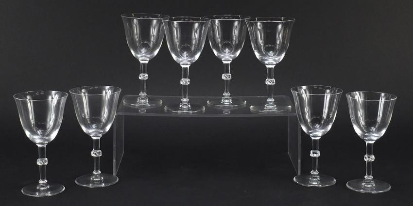 Set of eight Lalique Beaugency glass with part frosted
