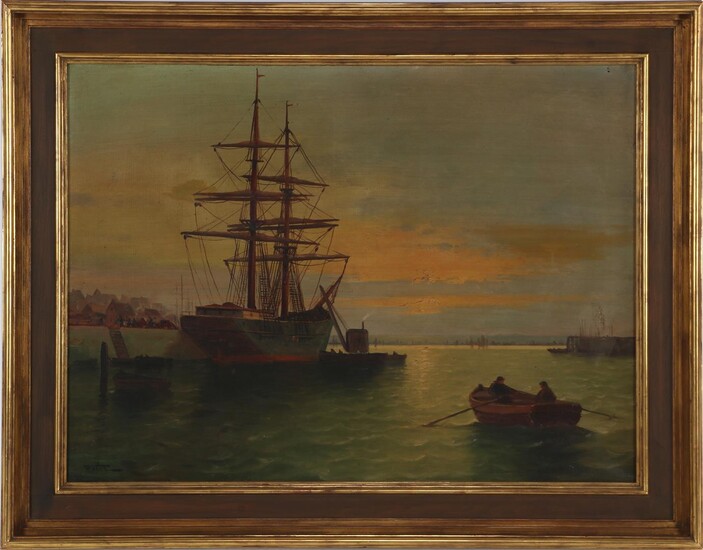 (-), Signed Weber, harbor view, canvas 60x81 cm...