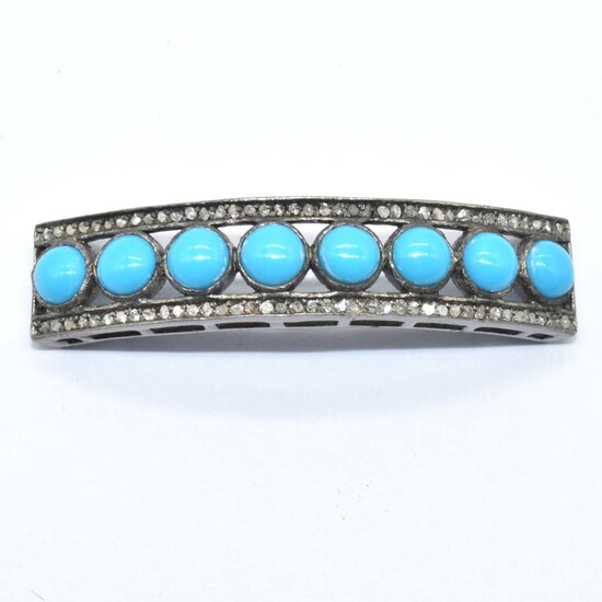 Silver Diamond Turquoise Bracelet