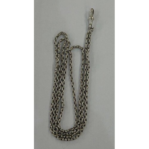 Silver-coloured metal long oval link chain with bolt ring, 1...