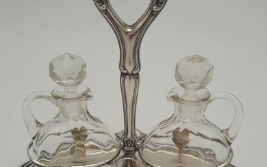Silver spicy serving with original glass - .800 silver - Italy - Mid 20th century