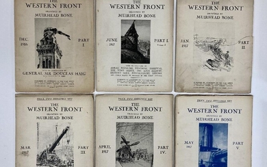 Sir Muirhead Bone NEAC, Scottish 1876-1953- The Western Front, Dec. 1916, Part I; containing reproduction prints after the artist's original drawings in facsimile, published by the War Office from the offices of Country Life Ltd., 1917: together...