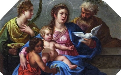 Sisto Badalocchio (1585-1621 ca.), attribuito a - Sacra famiglia con San Giovanni e Santa Lucia