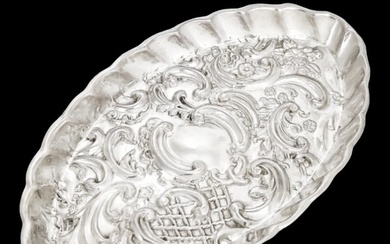 Sterling silver dressing table pin dish tray embossed with scrolls and flowers George Nathan & Ridley Hayes (1897) - Tray - .925 silver, Silver