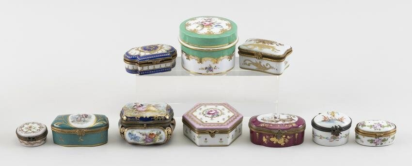 TEN FRENCH PORCELAIN BOXES Late 19th-20th Century