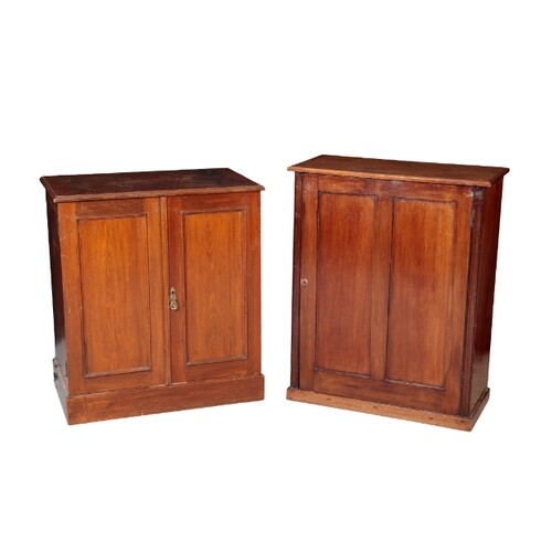 TWO EDWARDIAN MAHOGANY SIDE CABINETS early 20th century, one...