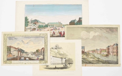 [The Hague. Optical prints] Four views: (1) "A perspective view of the drawbridge, canal