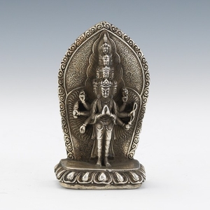 Tibetan Silver Tone Metal Personal Shine Samantamukha Avalokiteshvara - Bodhisattva of Compassion