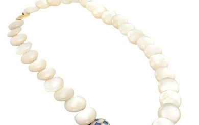Tiffany & Co Cummings 18k Yellow Gold Mother Of Pearl Opal Inlaid Necklace