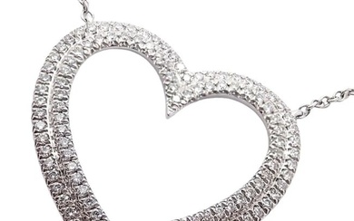 Tiffany & Co Platinum Diamond Heart Double Metro Medium Pendant Necklace