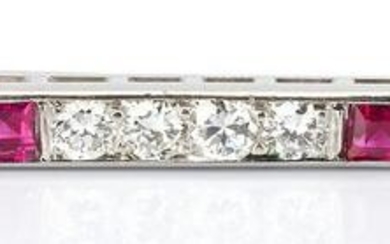 Tiffany & Co. Platinum Diamond and Ruby Brooch