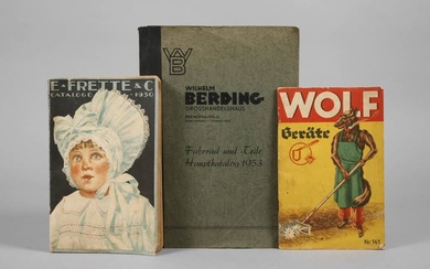 Trois catalogues publicitaires Années 1930 à 1950, dont Wilhelm Berding, Grosshandelshaus Bremerhaven, Fahrrad und -teile...