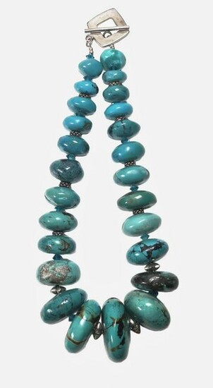 Turquoise & Silver Necklace, Ca. 1970