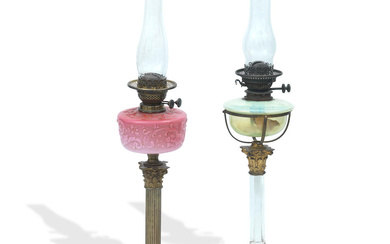 Two Victorian paraffin lamps 19th Century