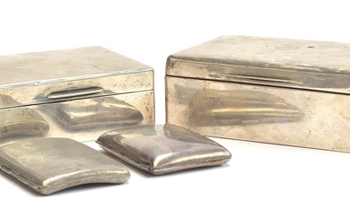 Two silver cigarette boxes, one by William Comyns & Sons, Lo...