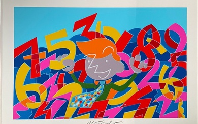Ugo Nespolo "Senza titolo" serigrafia a colori cm 34,5x49,5 firmata a matita in