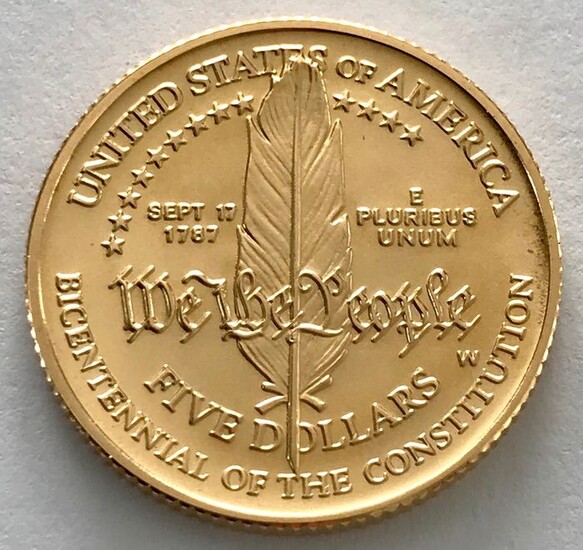 United States - 5 Dollar 1987 W - Constitution Bicentennial - Gold