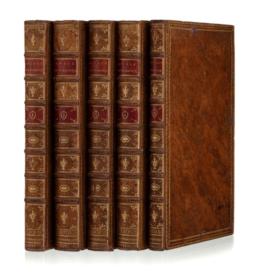 VOYAGE. [SAINT-NON]. Voyage pittoresque [...] des royaumes de Naples et de Sicile. Paris,[Clousier], 1781-1786 5 vol in-folio veau raciné