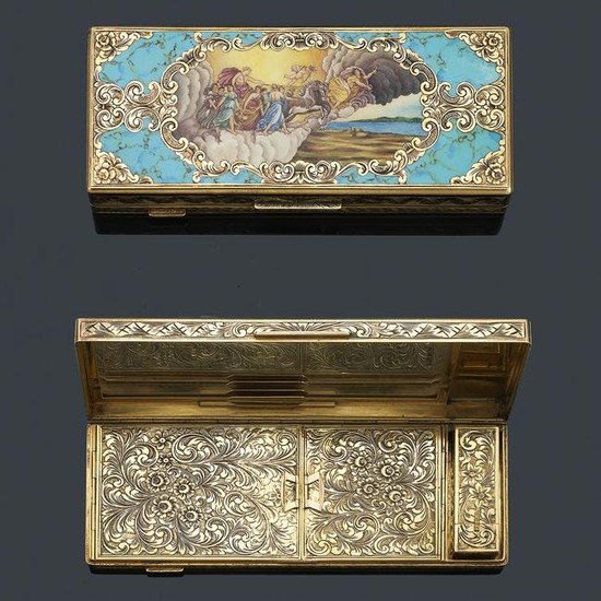 Vanity case in 18K yellow gold with principal scene