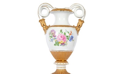 Vase with snake handles and floral decoration, Meissen