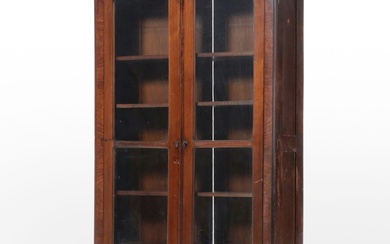 Victorian Walnut Glass-Front Cabinet, Late 19th Century