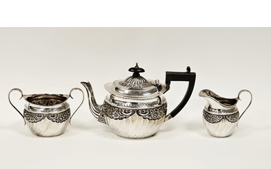 Victorian silver three-piece bachelor's teaset by Sibray Hal...