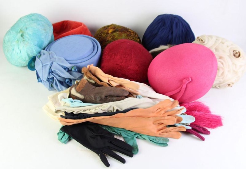 Vintage And Other Hats Incl Feather Examples, Together With Gloves