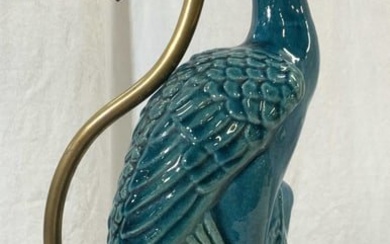 Vintage Ceramic Peacock Table Lamp