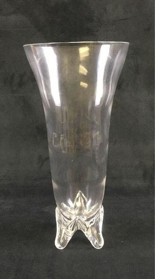 Vintage Hand-blown ClearÂ Crystal GlassÂ Footed Vase