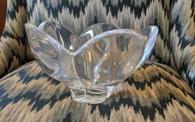 Vintage Signed Orrefors Sculptured Art Glass Wide Bowl