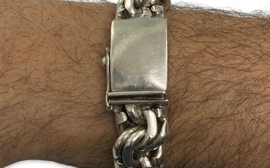 Vintage Taxco mens 18mm Byzantine Link Heavy Solid Sterling Silver Bracelet