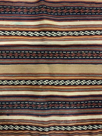 Vintage Tribal Style Flatweave Handmade Wool Rug