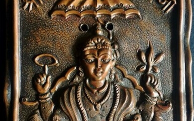 Votive foil (1) - Copper - Vishnu - India - Late 19th century