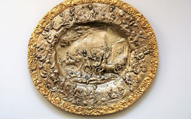 WMF silverplate relief plaque depicting Renaissance battle scene - Renaissance - Silverplate-Gilt - Early 20th century