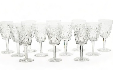 Waterford (Irish) 'Ashling' Cut Crystal Water Goblets, H 6.75" Dia. 3.25" 12 pcs