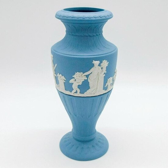 Wedgwood Pale Blue Jasperware, Fluted Vase