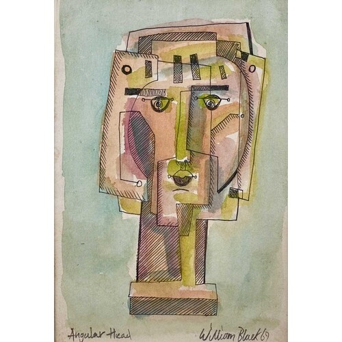 William BLACK (XX) Angular Head Ink and wash, signed and dat...