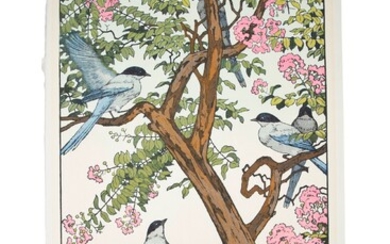 YOSHIDA TOSHI 吉田遠志 (JAPON, 1911-1995) Oiseaux de la saison d'été Double oban tata-e gravure sur...