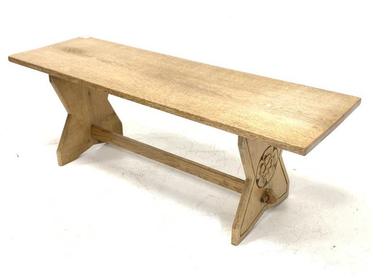 Yorkshire oak coffee table, the rectangular top raised on...