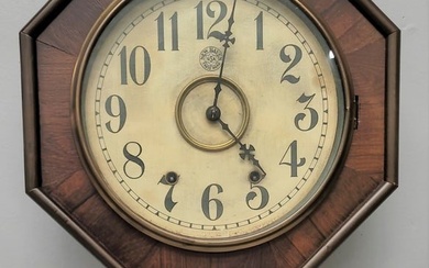 circa 1880's Rosewood Signed New Haven Clock Co. octagon wall regulator with original dial brass