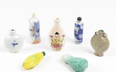 (lot of 7) Chinese ceramic snuff bottles