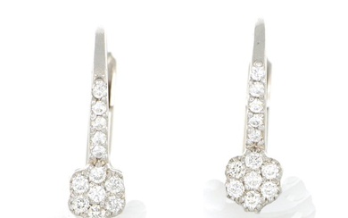no reserve price - 18 kt. White gold - Earrings - 0.33 ct Diamond