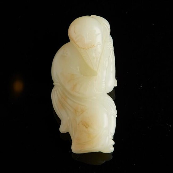 18th c. Chinese White Jade Carving of Immortal