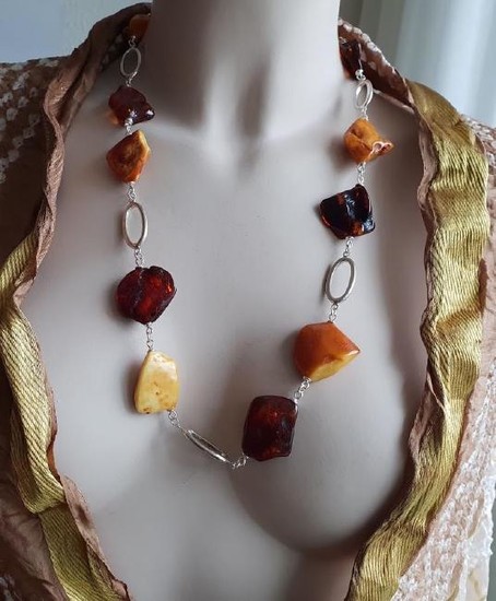 Necklace Natural Raw Baltic Amber Limited Collection